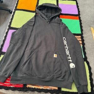 carhartt hoodie jacket sweater black loose fit tall Large